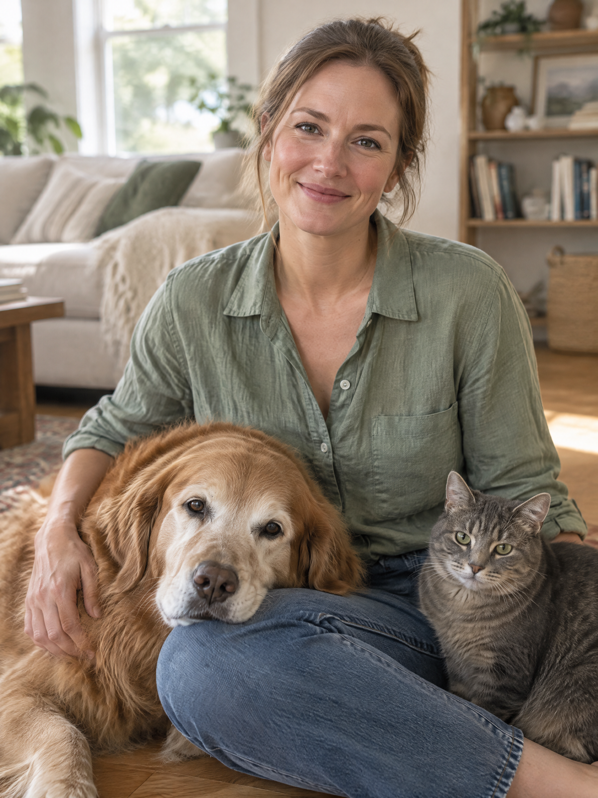 Emily, founder of Pawkira, with Max and Olive Image