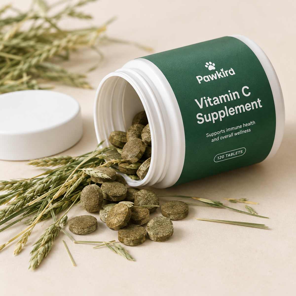 Vitamin C hay tablets close-up